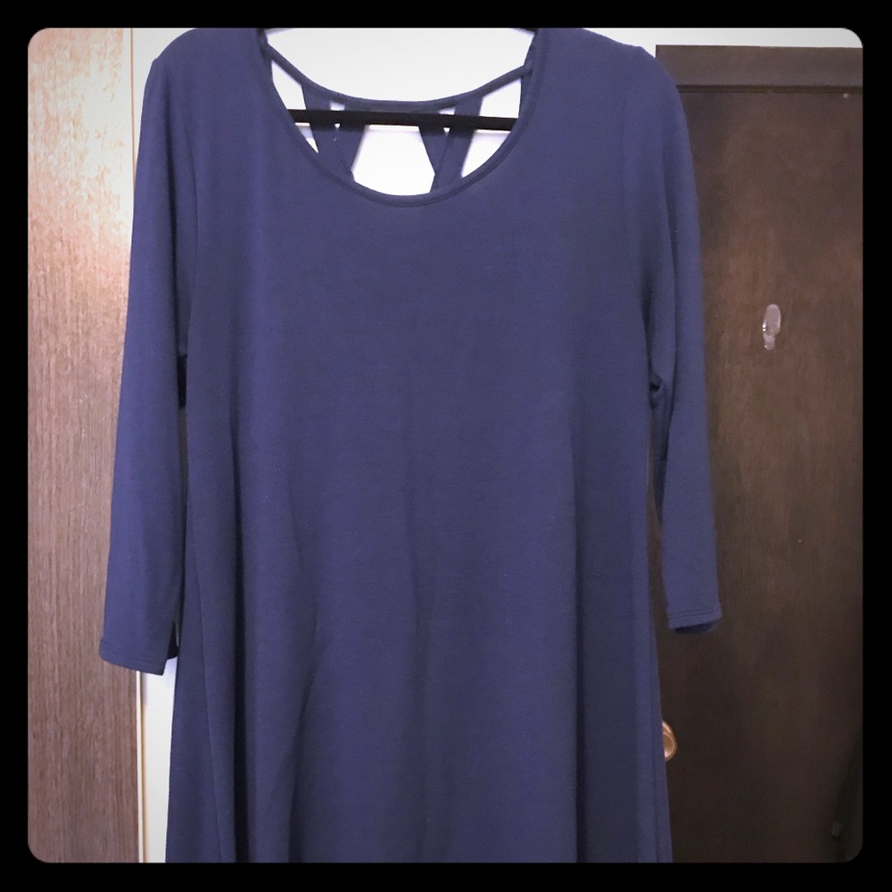 Royal Blue A-Line Dress, Criss Cross back detail